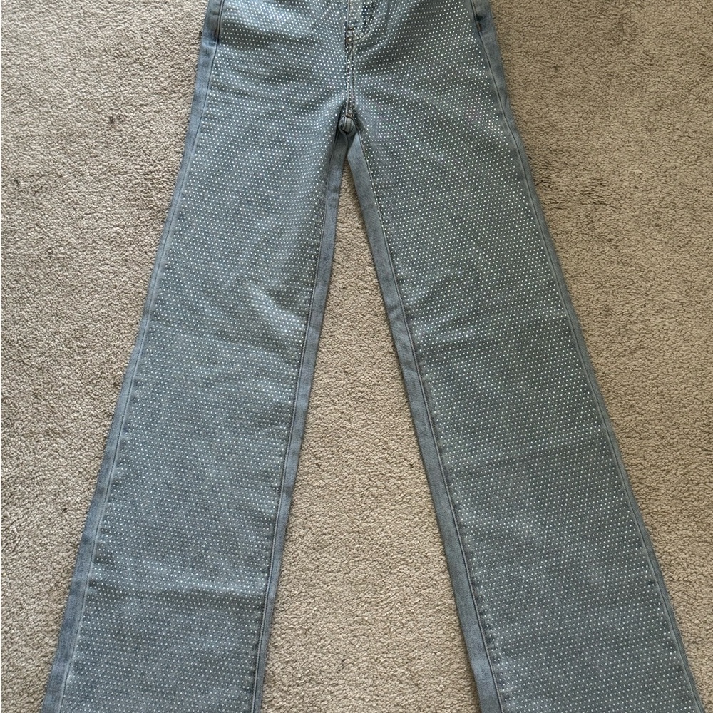 Gray Flare Wide Leg Jeans